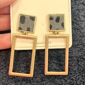 Gold and Gray Cheetah Earrings